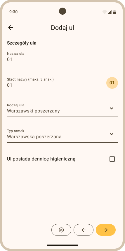 Dodawanie ula - szczegóły