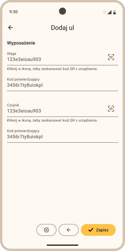 Dodawanie ula - wyposażenie