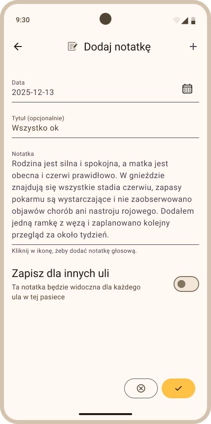 Dodawanie notatki tekstowej