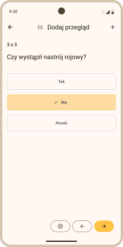 Dodawanie przeglądu - przykładowe pytanie