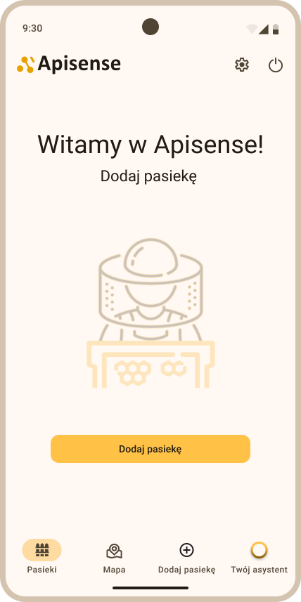 Dodawanie pasieki - widok startowy Pasieki