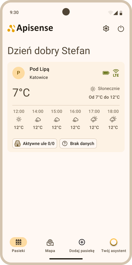 Widok pasieki w zakładce Pasieki