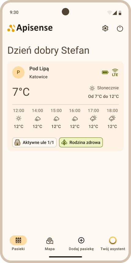 Widok pasieki w zakładce Pasieki