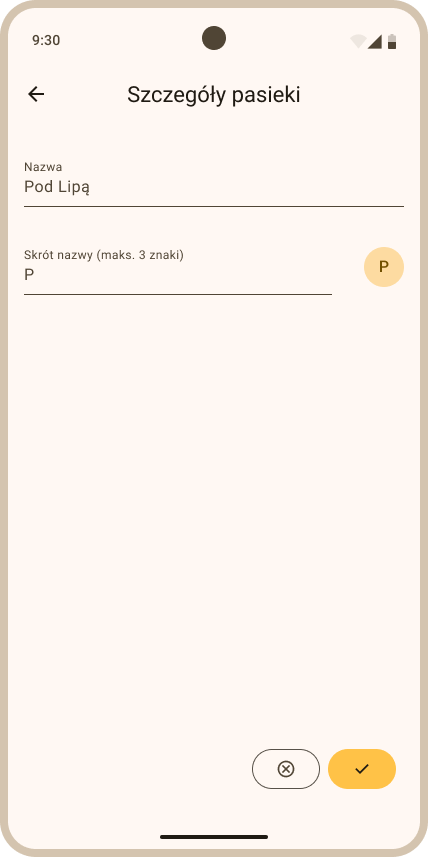 Ustawienia pasieki - Szczegóły pasieki