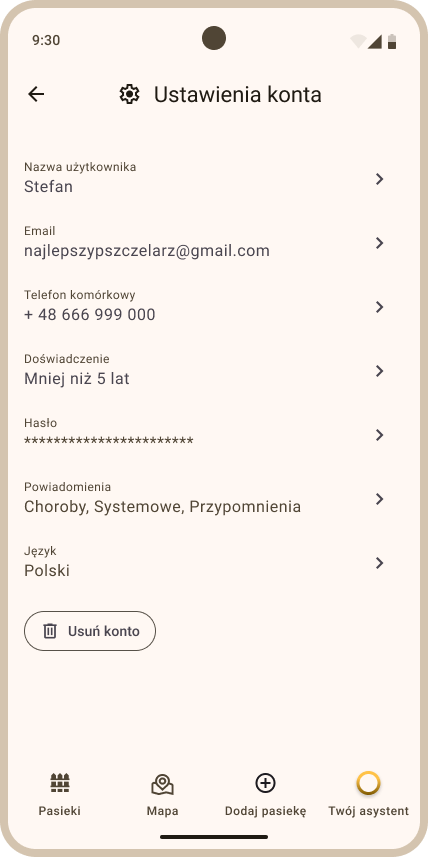 Ustawienia konta