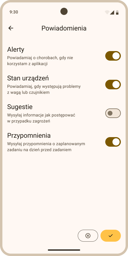 Ustawienia konta - ustawienia powiadomień