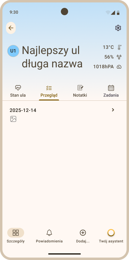 Przegląd na liście przeglądów w ulu