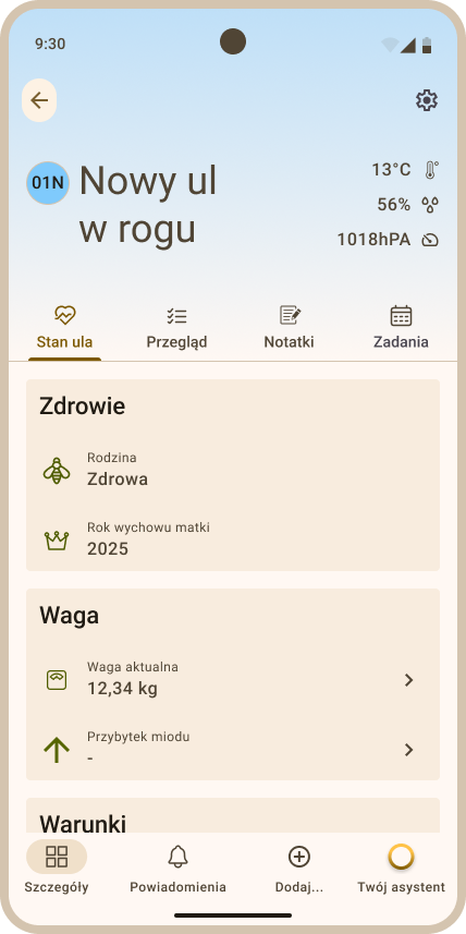 Dodany ul na liście uli