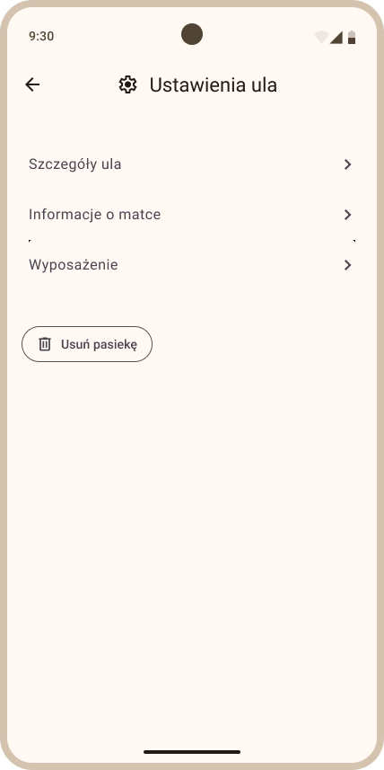 Widok Ustawienia ula