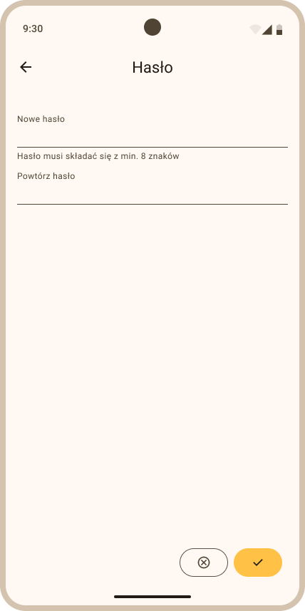 Ustawienia konta - zmiana hasła