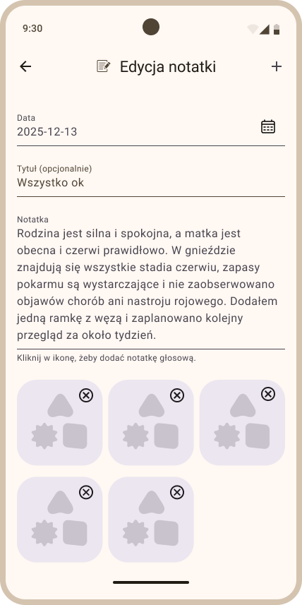 Widok Edycja notatki