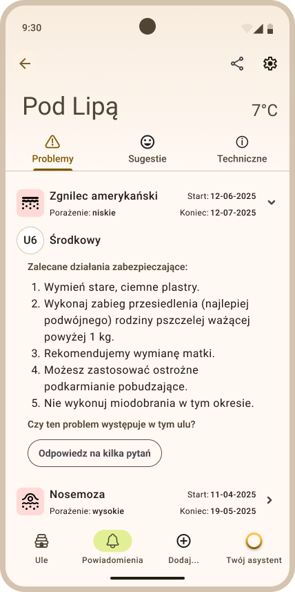 Zakładka Problemy
