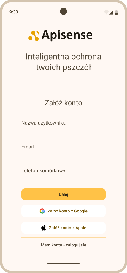 Rejestracja do Systemu Apisense Pro AI