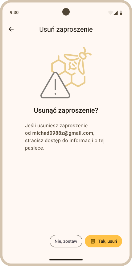 Usunięcie zaakceptowanego zaproszenia